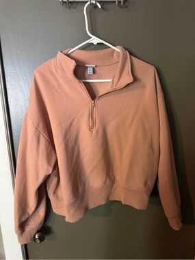 a new day Cropped Half-Zip Pullover Hoodie in Dusty Rose